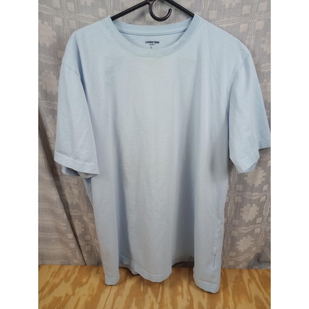 Lands End T-shirt Mens Size Large Baby Blue Short Sleeve Shirt Casual‎ Athletic